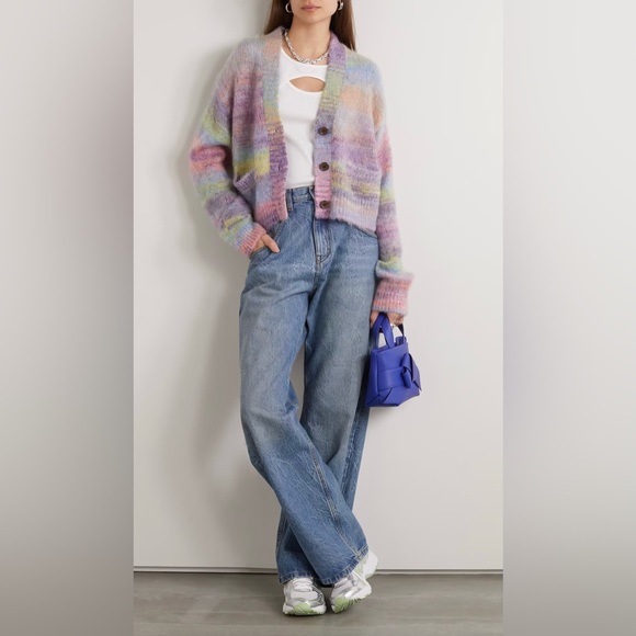 LAST 1!! 🚨🚨 Re/done 90s Crop Oversized Cardigan Purple Space Dye M - Picture 2 of 11